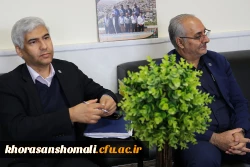 نشست دکتر حبیب صفرزاده سرپرست مدیریت امور پردیس های خراسان شمالی با یحیی لایق مدیر بانک تجارت استان خراسان شمالی 4