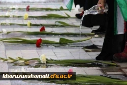 مسئولین دانشگاه فرهنگیان وسپاه استان به دیدار شهدا وگلباران مزار شهدا استان در هفته دفاع مقدس اعزام شدند  3