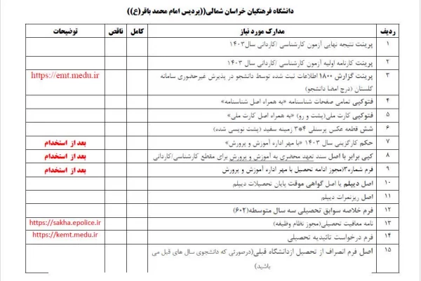 اصلاحیه زمان ثبت نام پردیس امام محمدباقر(ع)(برادران) 2